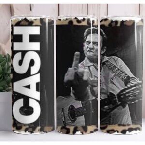 Western Johnny Cash Animal Print Custom 20oz Skinny Tumbler Insulated Drinkware